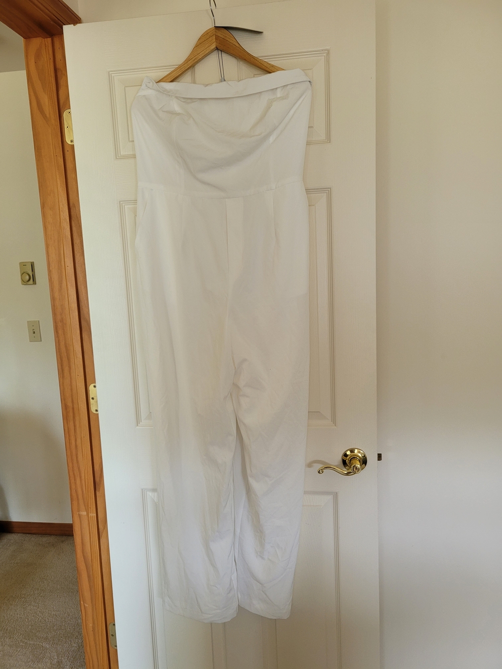 White Strapless Jumpsuit - Classic Wide-Leg